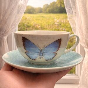 Blue Butterfly Teacup and Saucer Set